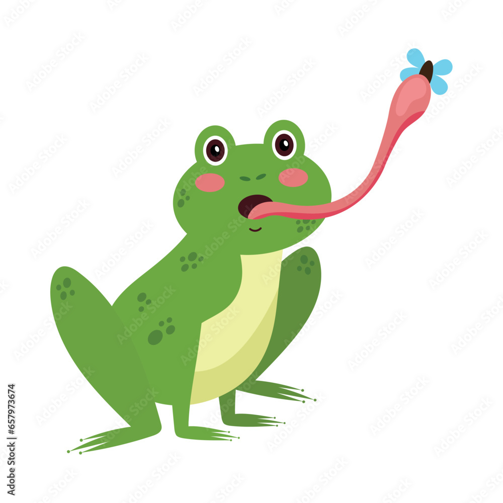Fototapeta premium frog eating fly design