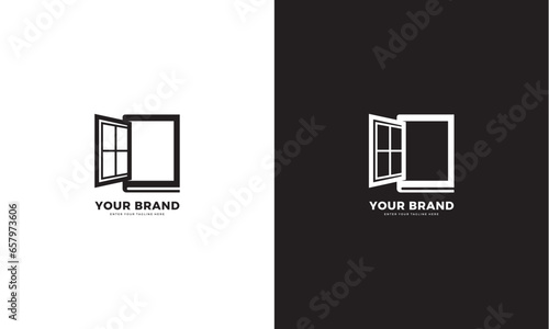 Book window logo, vector graphic design