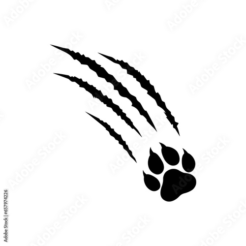 Dog footprint black and white Paw print silhouette SVG