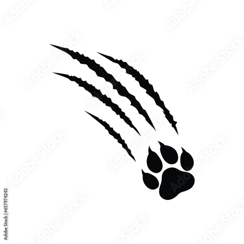 animal paw print with claw marks silhouette