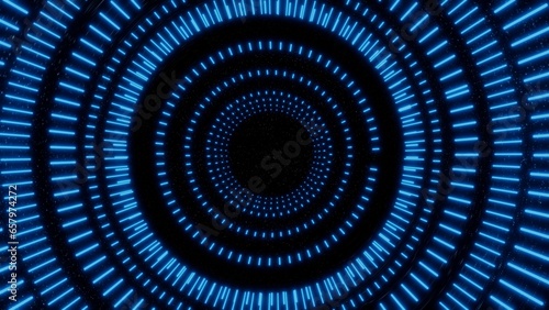 Vj abstract blue line tunnel across time, 3d rendering,