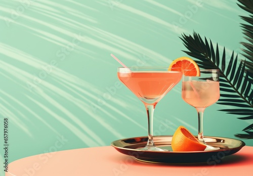 Cocktail with retro colors for advertising