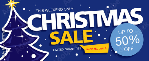 christmas sale banner layout design, vector illustration