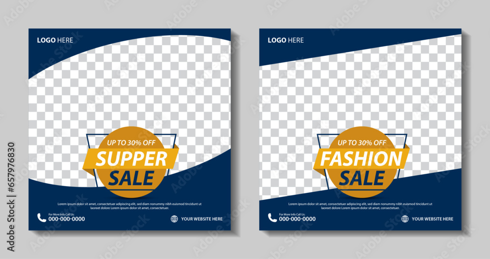 Set of Editable minimal square banner template. Suitable for social media post and web internet ads. Vector illustration with photo college. Promotional post design.	
