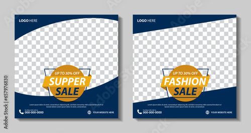 Set of Editable minimal square banner template. Suitable for social media post and web internet ads. Vector illustration with photo college. Promotional post design.	
