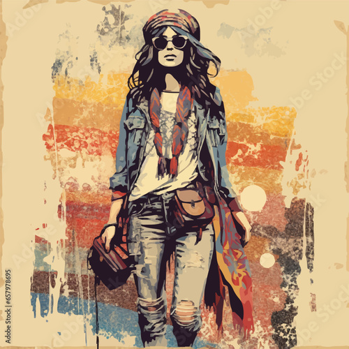 illustration of a bohemian fashionista