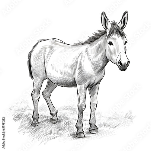 Hand line draw a horse illustration on a white background