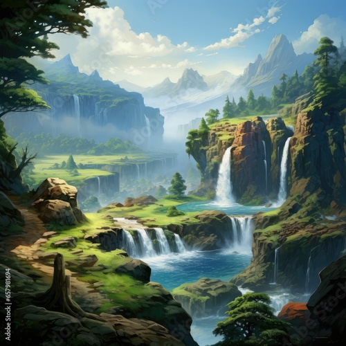 background waterfall in forest
