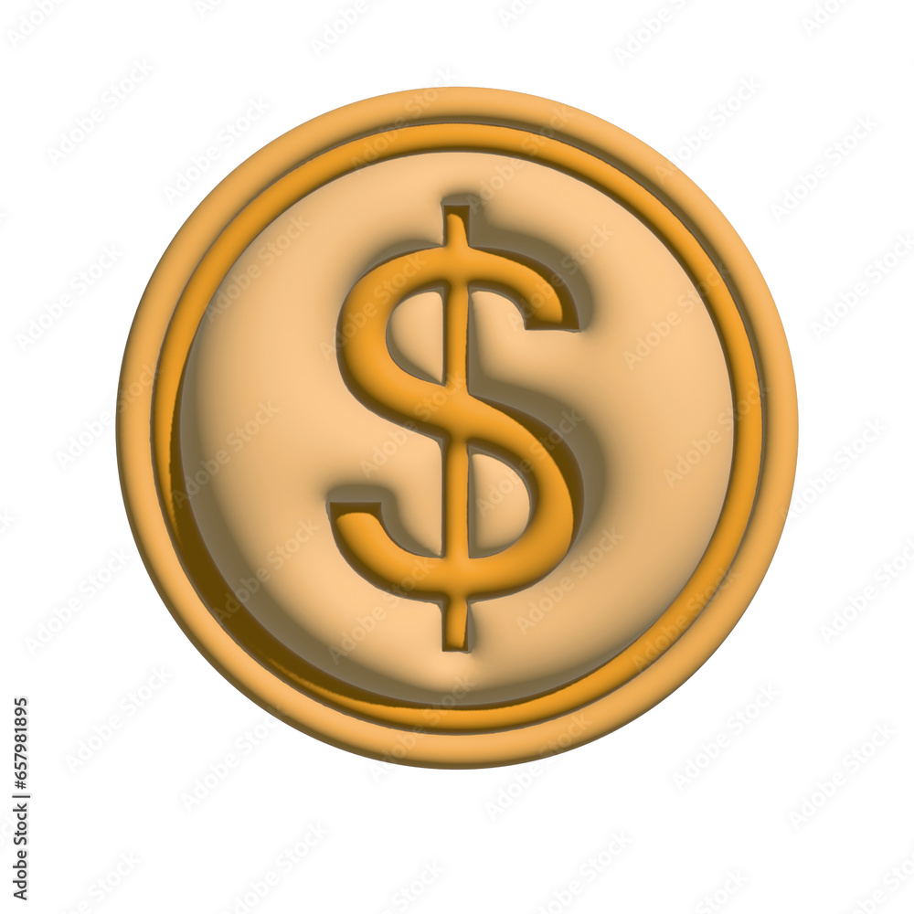 Dollar coin icon 3d symbol financial success concept Dollar coin icon 3d symbol financial success concept