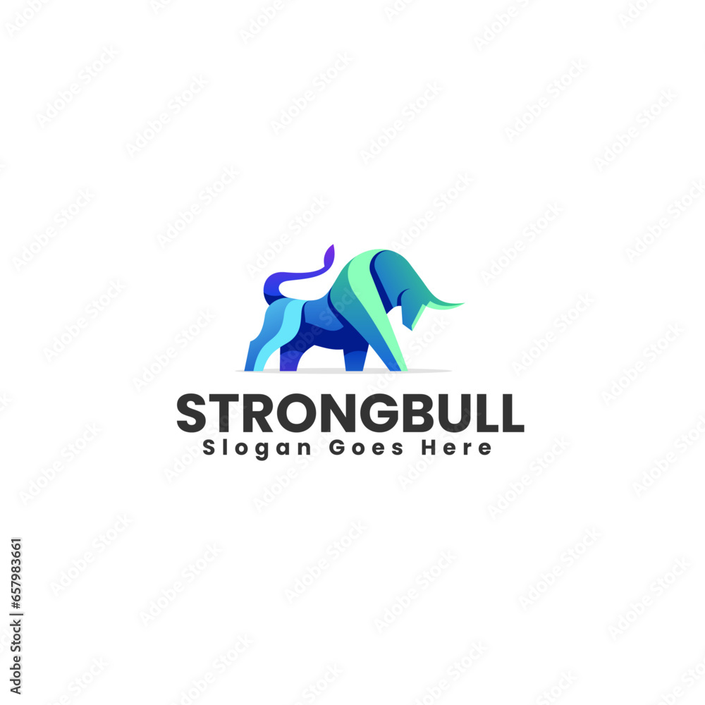 Obraz premium Vector Logo Illustration Strong Bull Gradient Colorful Style