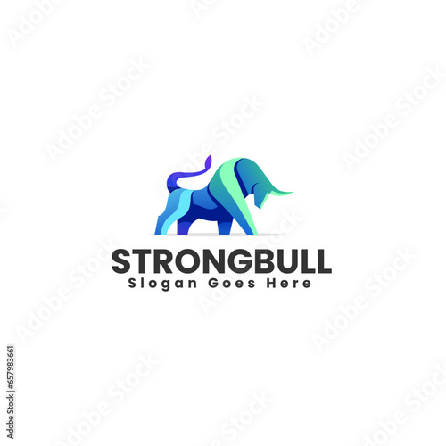 Vector Logo Illustration Strong Bull Gradient Colorful Style