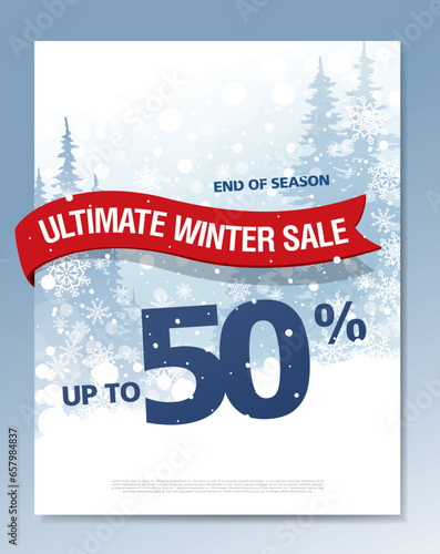 winter sale banner layout design, vector illustration