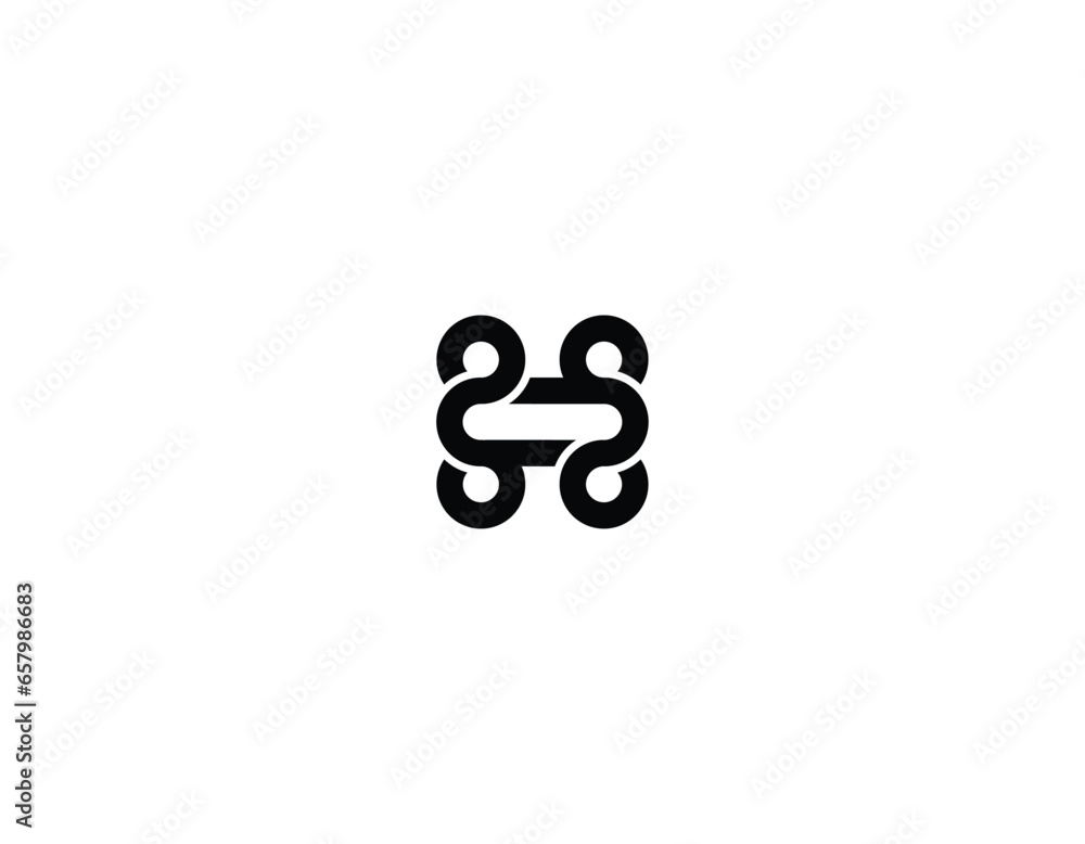 Modern H loop monogram with black background. Modern H loop monogram with black background.