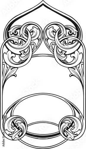 Vintage Art Nouveau artistry classic frames monochrome vector illustrations for your work logo, merchandise t-shirt, stickers and label designs, poster, greeting cards advertising business company 