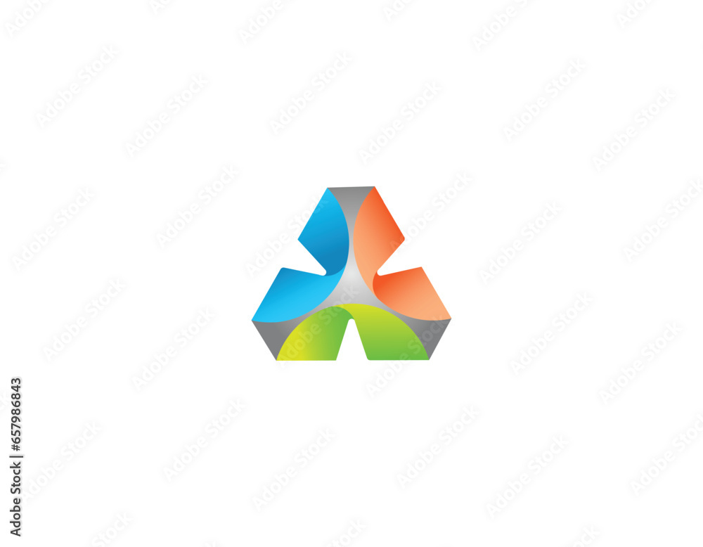 Triangular technology logo design idea with white background. Triangular technology logo design idea with white background.