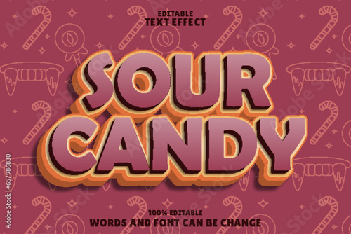 sour candy editable text effect emboss cartoon style