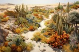 Desert sands shift, resilient flora emerges, a thriving oasis