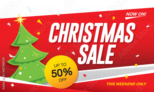 christmas sale banner layout design, vector illustration