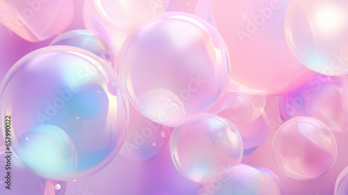 Iridescent Shiny Bubbles Background, Generative AI