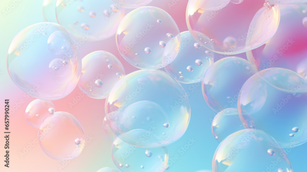 Iridescent Shiny Bubbles Background, Generative AI Iridescent Shiny Bubbles Background, Generative AI