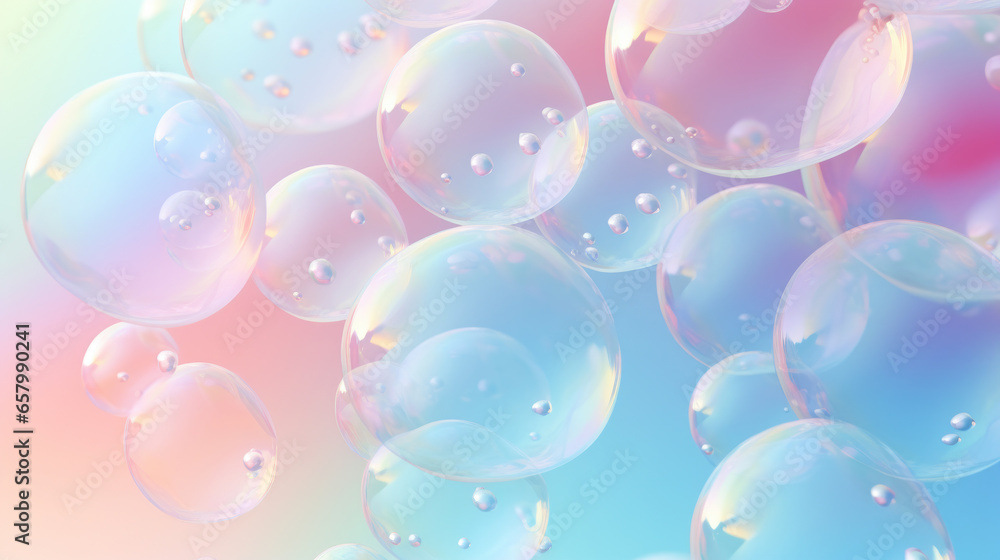 Iridescent Shiny Bubbles Background, Generative AI