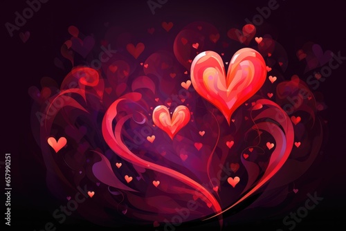 Vibrant red hearts dancing  love s rhythm  passion s fire  valentine day concept.