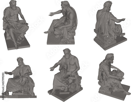 Sketch vector illustration design of old classic statue vintage greek roman poet king