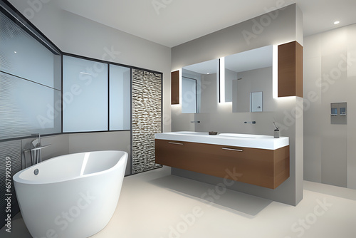 Modern bathroom design. 3d rendering