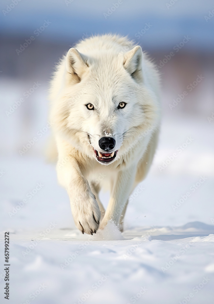 Nature’s Elegance: A White Wolf in a Winter Wonderland,white wolf in snow