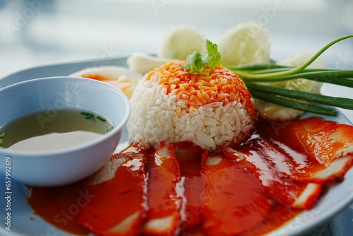 Khao Muu Dang, Thai Food　カオムーデーン　タイ料理 photo