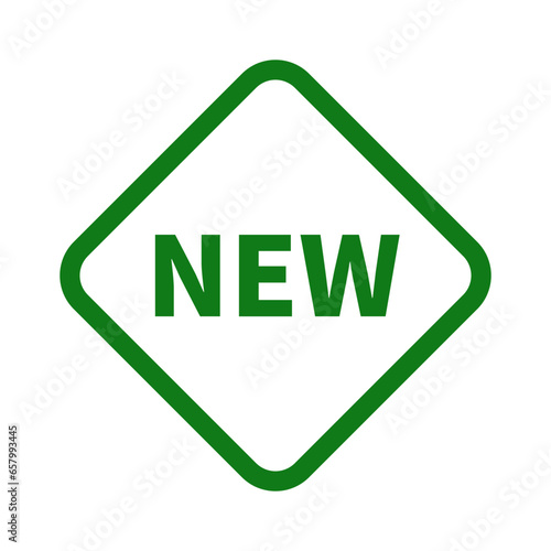 New Stamp Sign In Green Square Shape For Information
