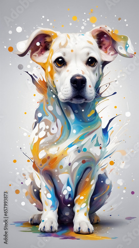 a dog with a colorful background, jack russell terrier