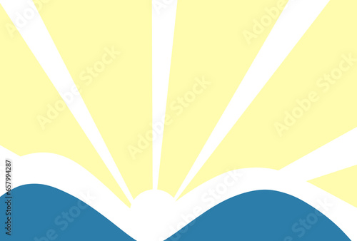 初日の出　富士山　年賀状素材　イラスト　レトロポップ