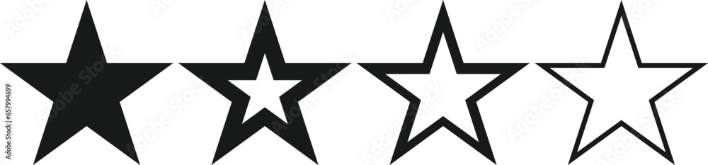 Star vector icons. Set of star symbols isolated. Rating star signs collection Star vector icons. Set of star symbols isolated. Rating star signs collection