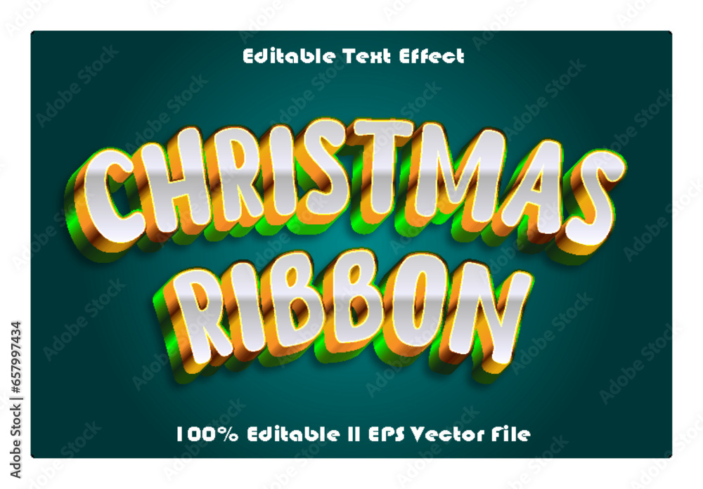 Fototapeta premium Christmas Ribbon Editable Text Effect