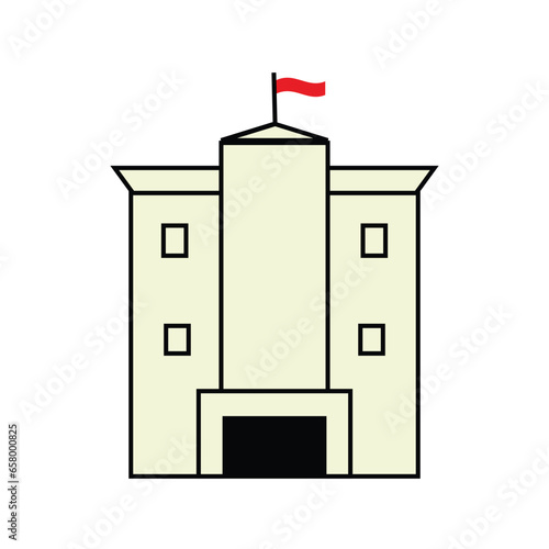 Defense fort building icon. Flat illustration of war base vector icon for web. Castle illustration for design illustration in children's war story books. children's designs