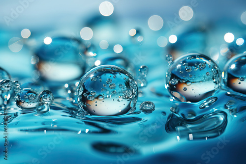 Close-Up of Water Droplets on a Blue Surface,water drops on blue background,water drops on blue