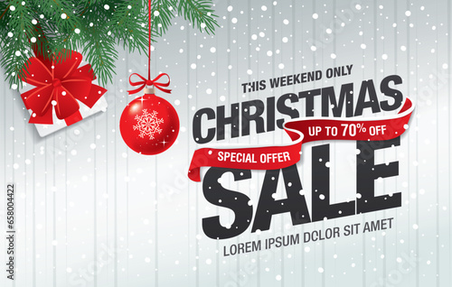christmas sale banner layout design, vector illustration