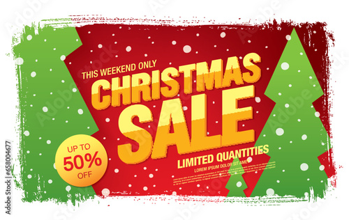 christmas sale banner layout design, vector illustration