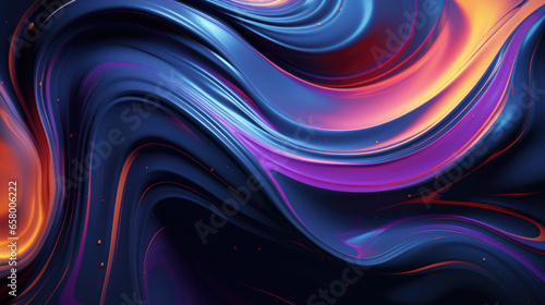 Liquid Wave of Neon Pink and Purple Paint Movement, Generative AI