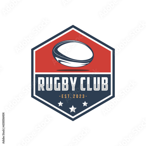 Rugby logo design vector illustration template, rugby club emblem