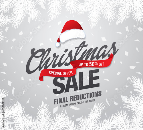christmas sale banner layout design, vector illustration
