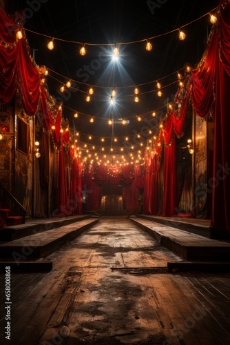 Unoccupied circus tent stage, evoking the magic of the circus world, Generative AI