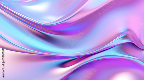 Iridescent Wispy Smooth Liquid Wave Abstract Background, Generative AI