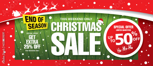 christmas sale banner layout design, vector illustration