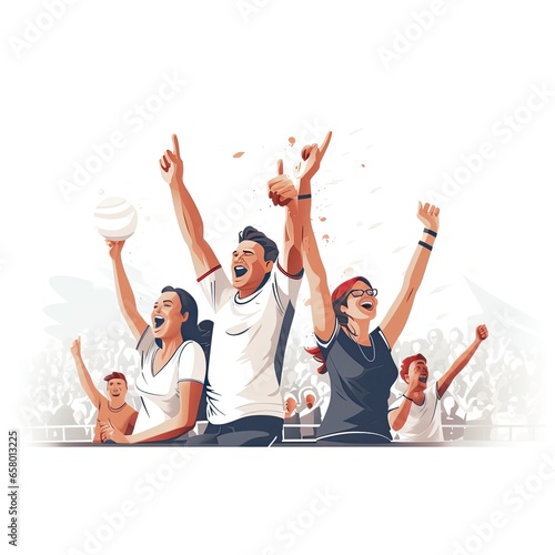 People Crowd of Fans Cheering for Sport Team.