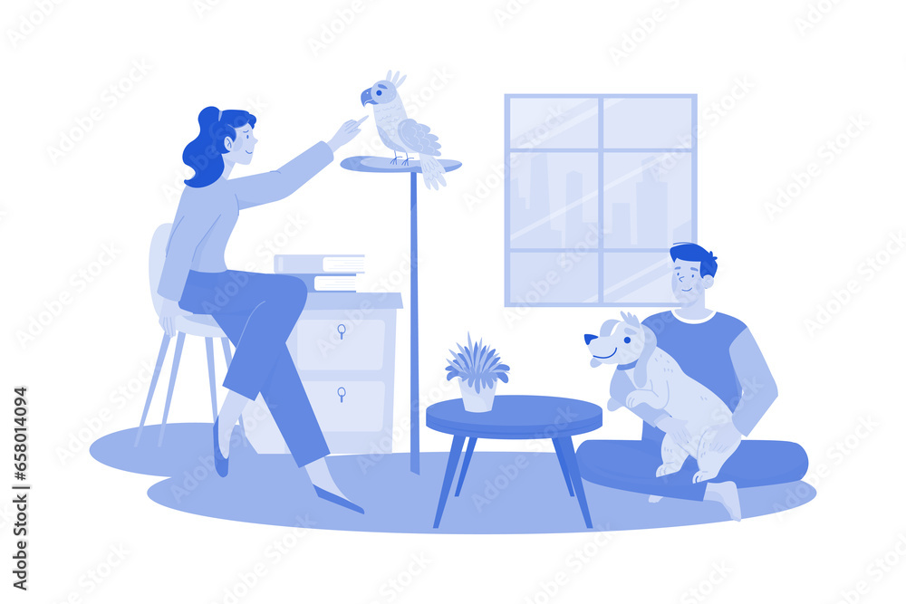 People spending time with pet People spending time with pet