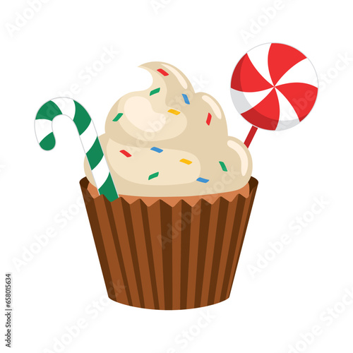 christmas dessert cupcake isolated