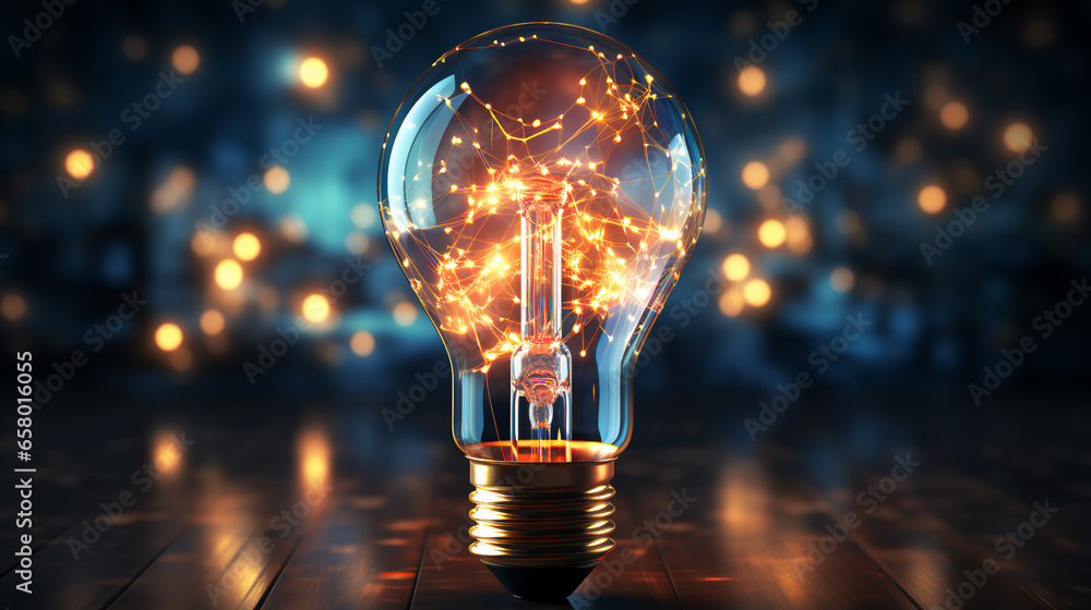 A burning light bulb with a coiled filament. Modern technology concept A burning light bulb with a coiled filament. Modern technology concept
