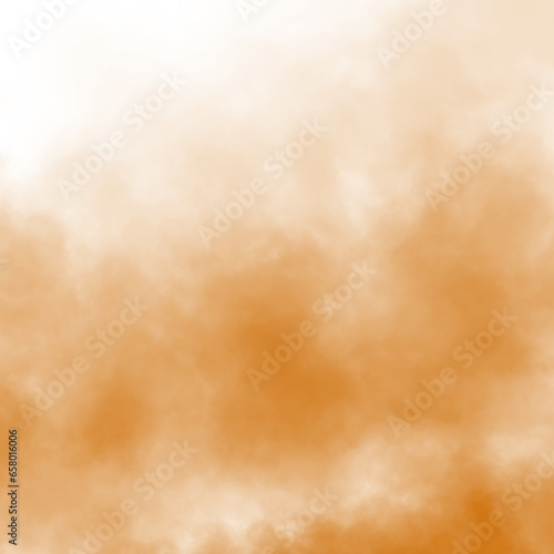 Abstract orange puffs of smoke mist overlay on transparent background pollution. Royalty high-quality free stock png of smoke mitsty fog overlays white backgrounds. Yellow smoke swirls fragments